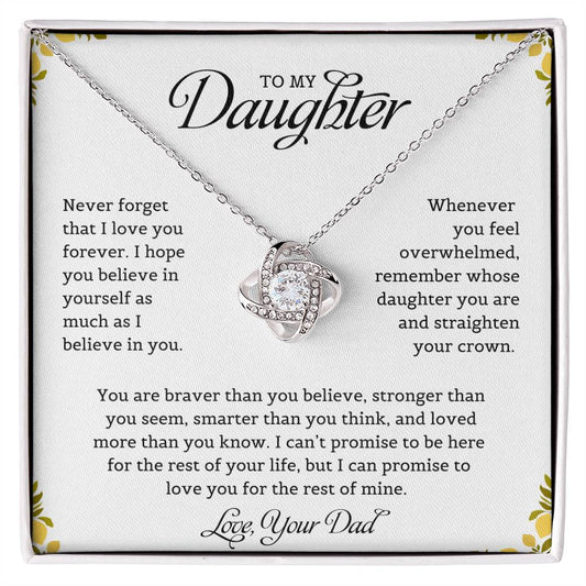 To My Daughter | Never Forget That I Love You - Love Knot Necklace